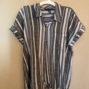 Ellen Tracy Tie Front Striped Shirt